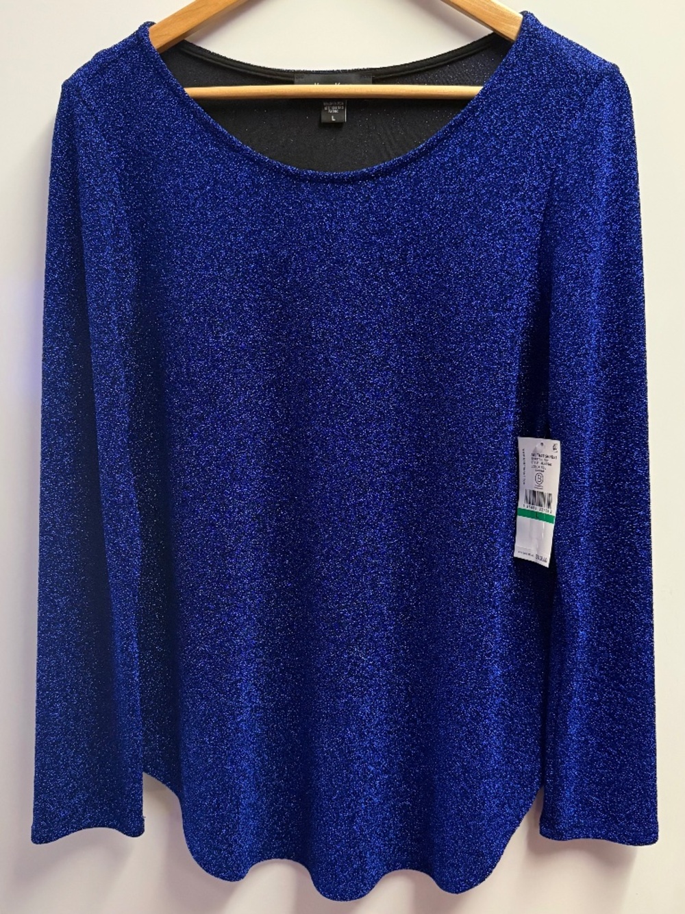 Karen Kane Long Sleeve Top Blue Shimmer L